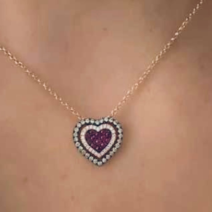 Levian 14k Strawberry Gold, Ruby And Diamond Necklace